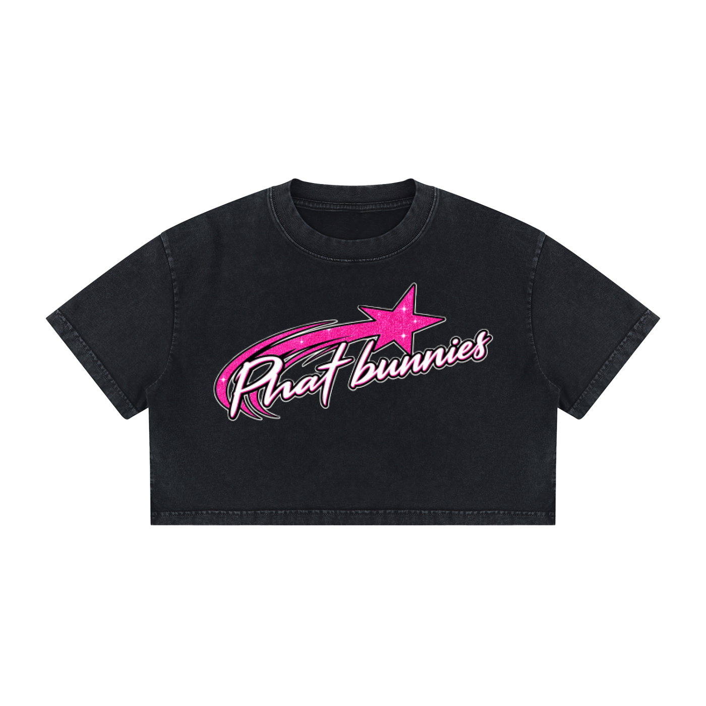 PHAT BUNNIES “HIGH ROLLER” CROP TEE – BLACK
