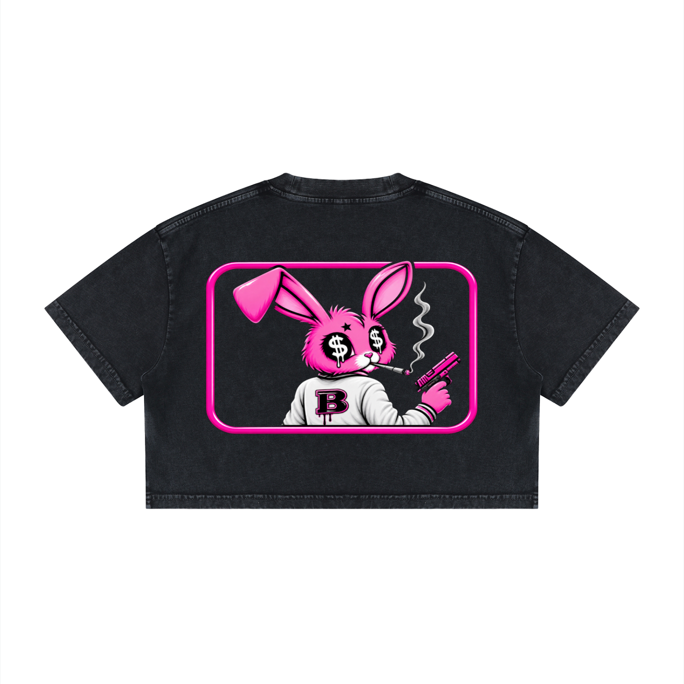 PHAT BUNNIES “HIGH ROLLER” CROP TEE – BLACK