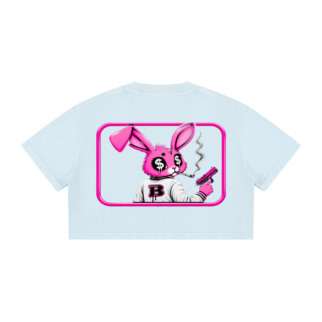 PHAT BUNNIES “HIGH ROLLER” CROP TEE – Light Blue