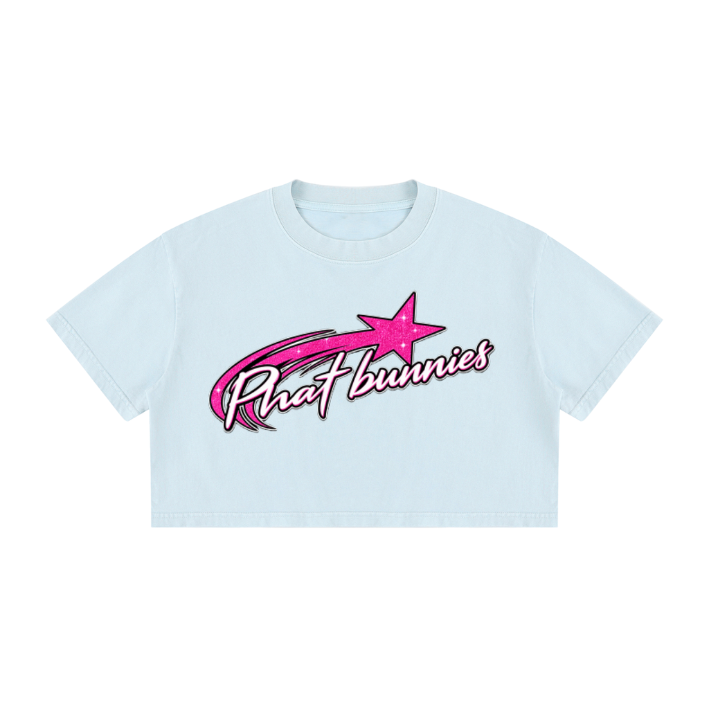 PHAT BUNNIES “HIGH ROLLER” CROP TEE – Light Blue