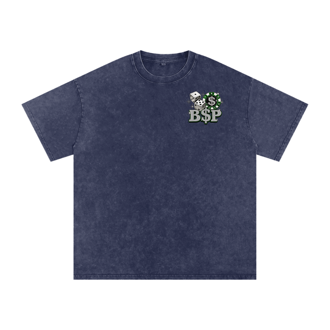 B$P “All In” Snow Washed Oversized Tee — Navy